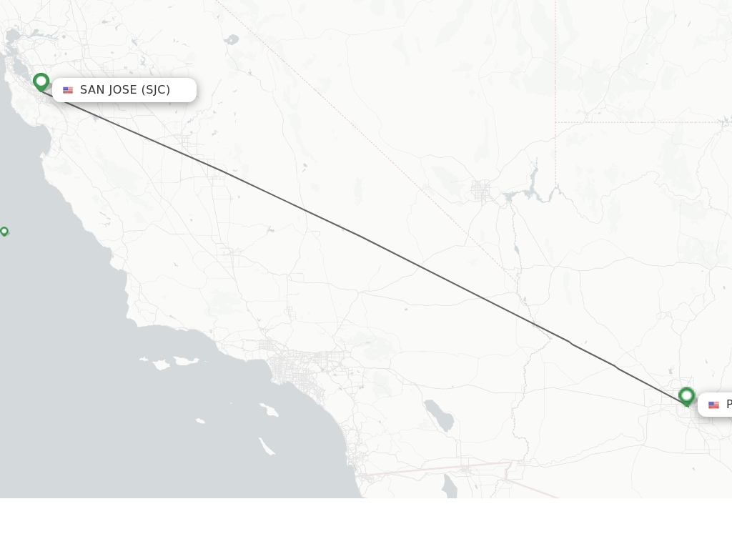 Flights from San Jose to Phoenix route map