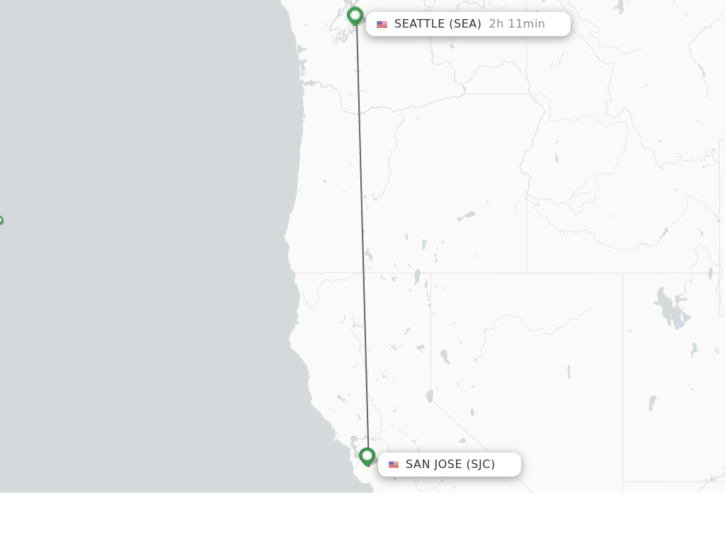 Flights from San Jose to Seattle route map