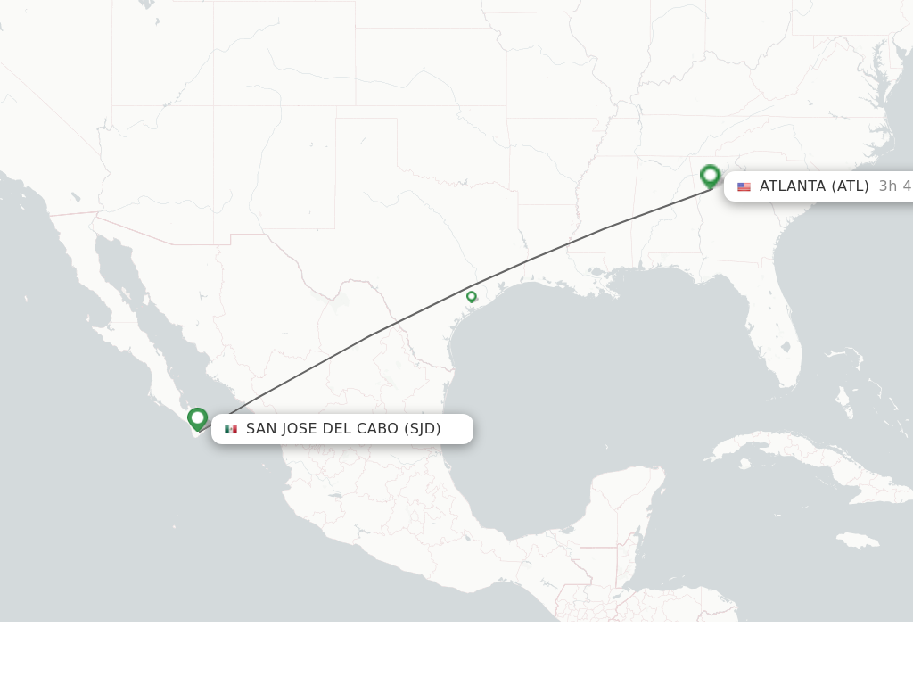 Flights from San Jose Del Cabo to Atlanta route map
