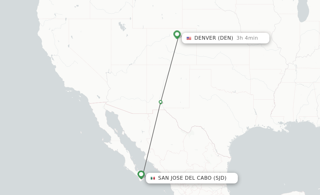 Flights from San Jose Del Cabo to Denver route map