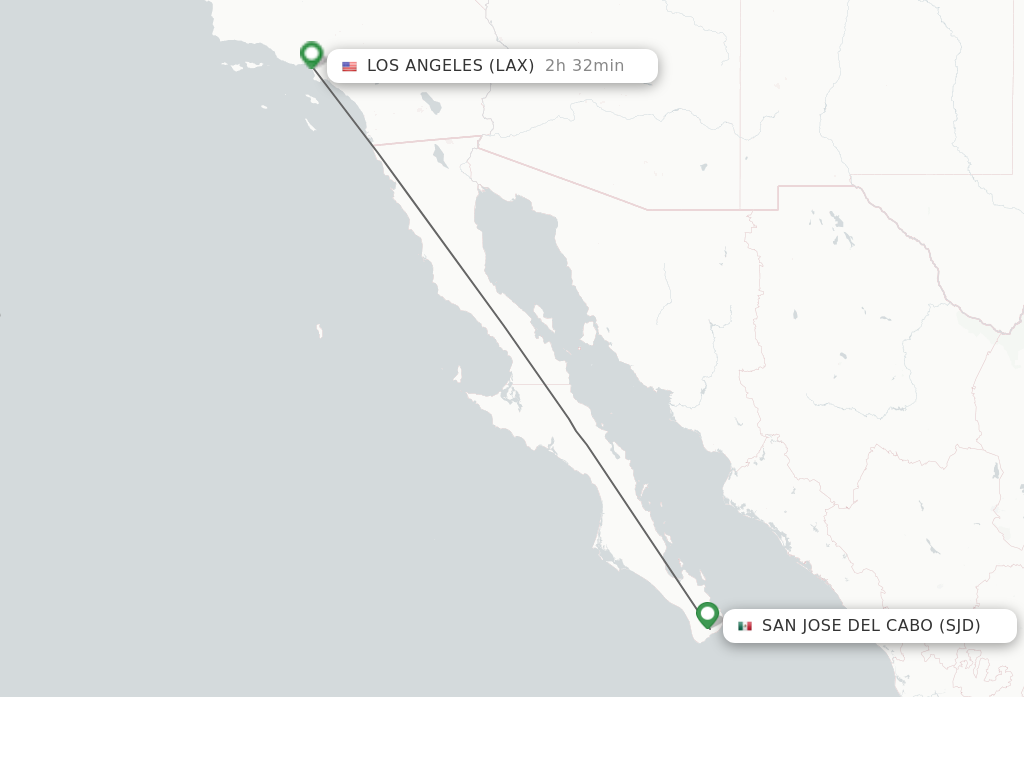 Flights from San Jose Del Cabo to Los Angeles route map