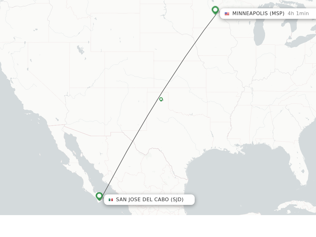 Flights from San Jose Del Cabo to Minneapolis route map
