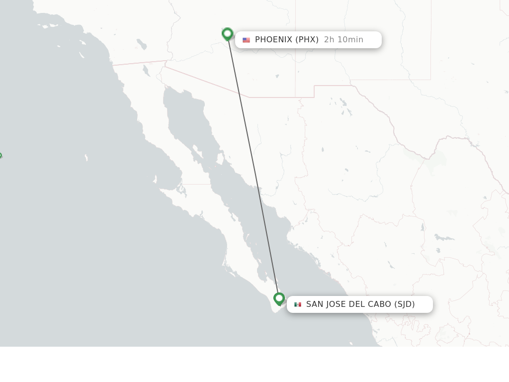 Flights from San Jose Del Cabo to Phoenix route map