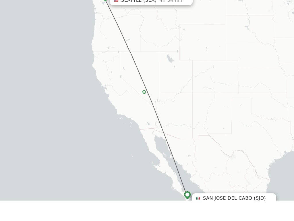 Flights from San Jose Del Cabo to Seattle route map