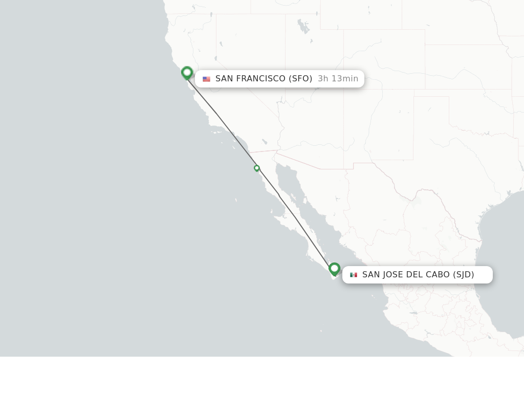 Flights from San Jose Del Cabo to San Francisco route map