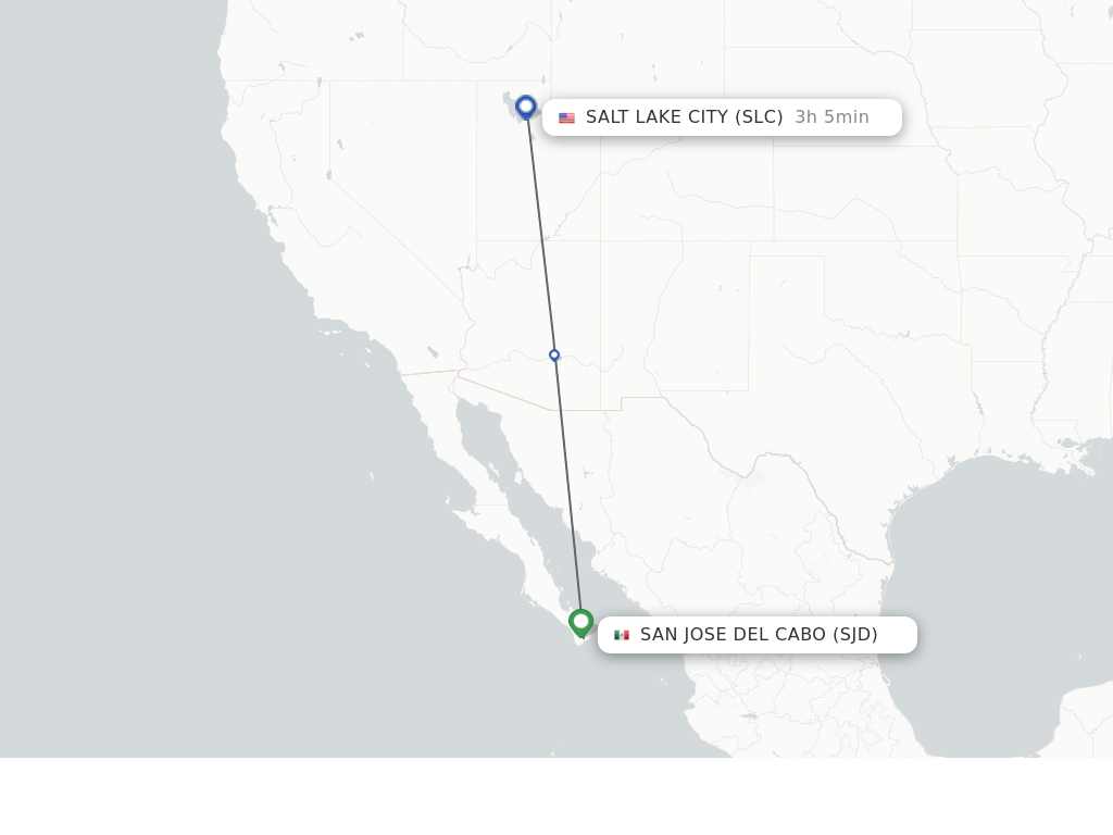 Flights from San Jose Del Cabo to Salt Lake City route map