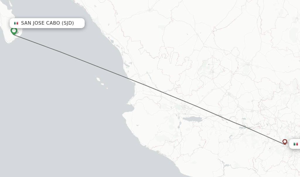 Flights from San Jose Cabo to Toluca route map