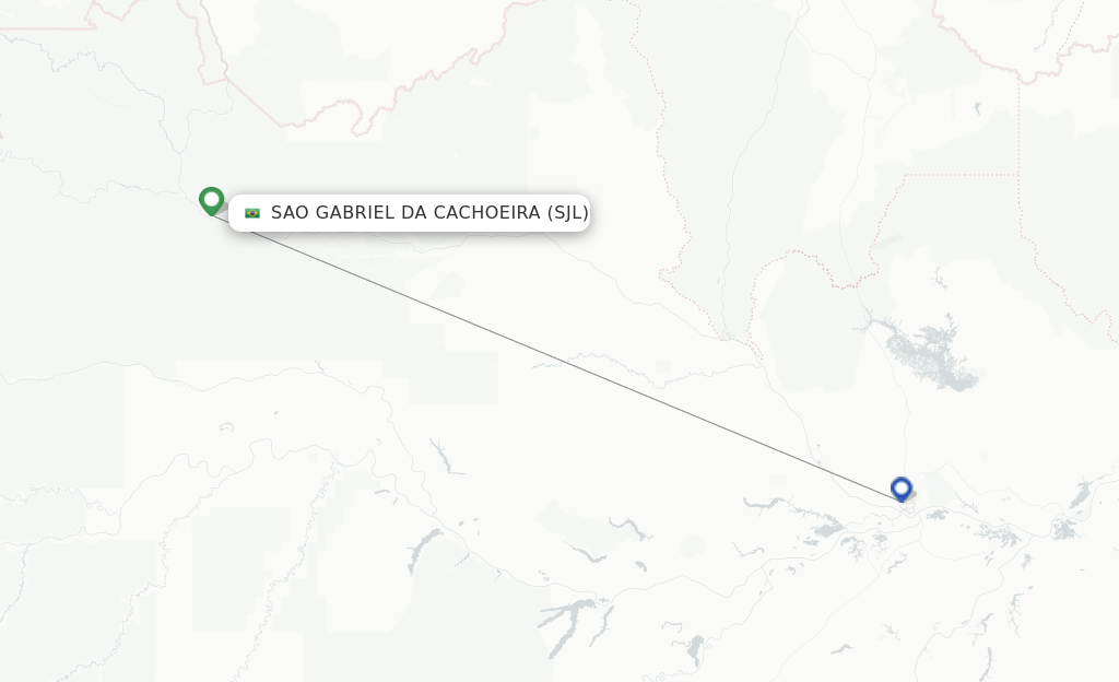 Route map with flights from Sao Gabriel Da Cachoeira with Azul