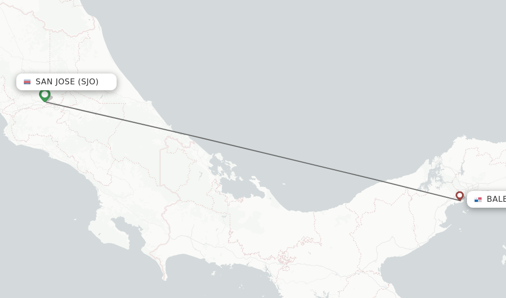 Flights from San Jose to Balboa route map