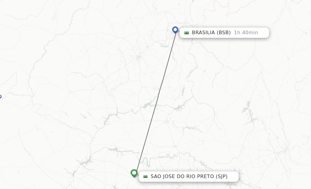 Flights from Sao Jose Do Rio Preto to Brasilia route map