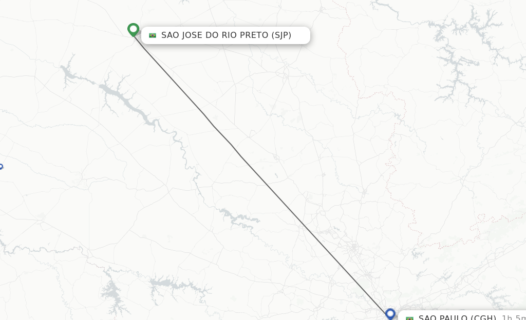 Flights from Sao Jose Do Rio Preto to Sao Paulo route map