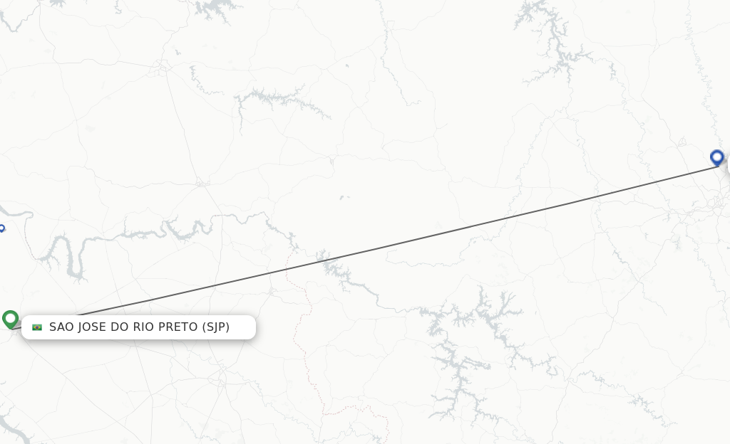 Flights from Sao Jose Do Rio Preto to Belo Horizonte route map