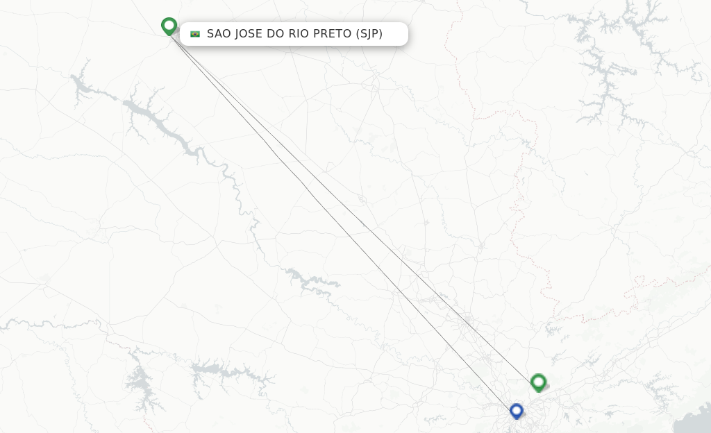 Route map with flights from Sao Jose Do Rio Preto with LATAM