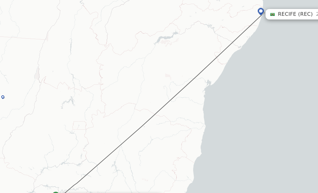 Flights from Sao Jose Do Rio Preto to Recife route map