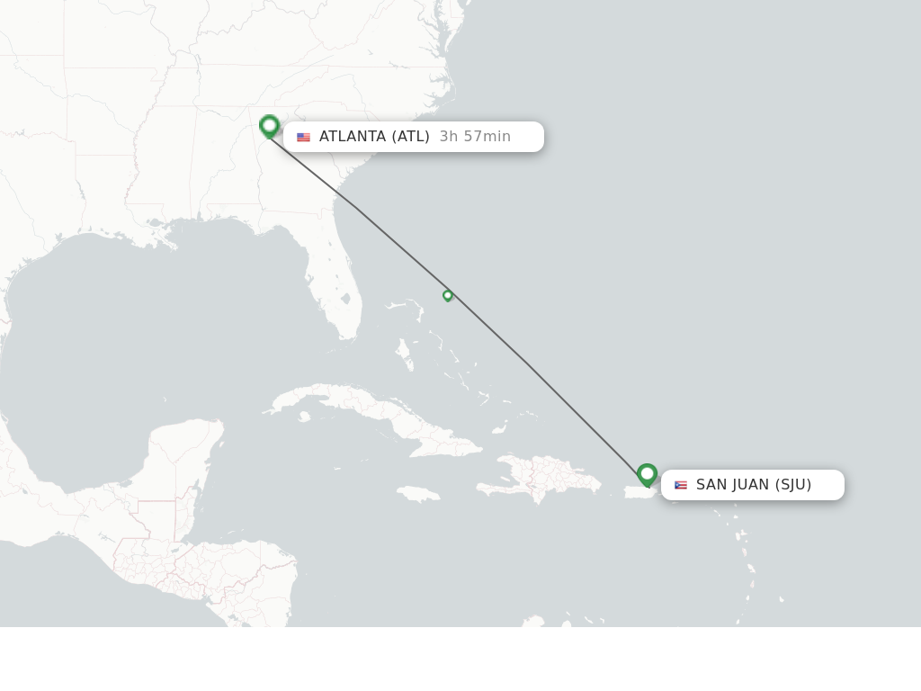 Flights from San Juan to Atlanta route map