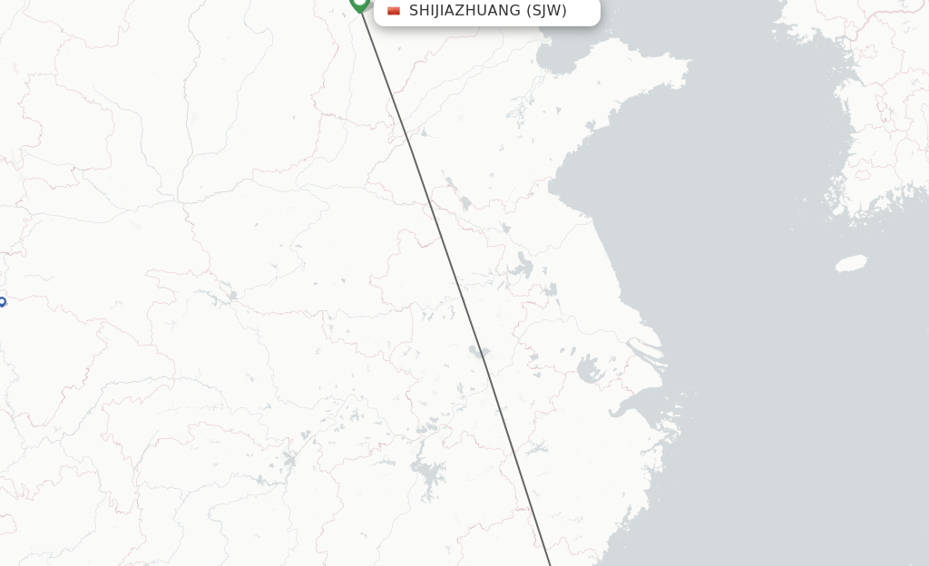 Flights from Shijiazhuang to Fuzhou route map