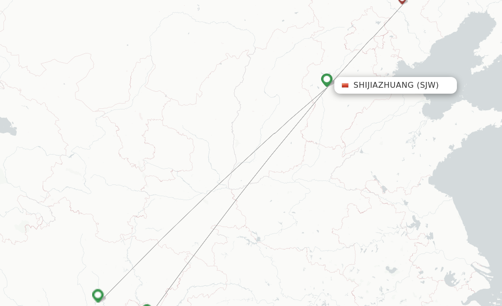 Route map with flights from Shijiazhuang with Gestair