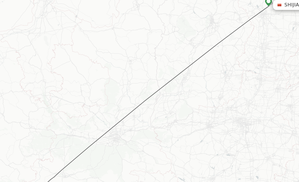 Flights from Shijiazhuang to Guangyuan route map