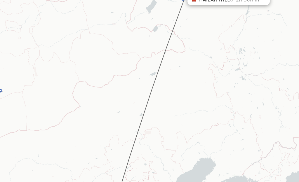 Flights from Shijiazhuang to Hailar route map