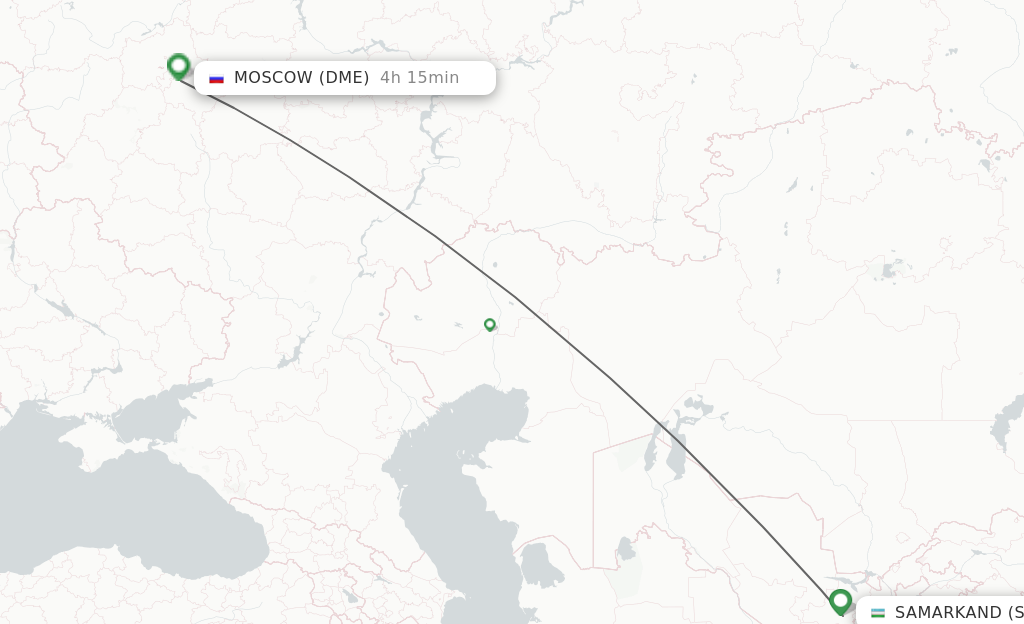 Flights from Samarkand to Moscow route map