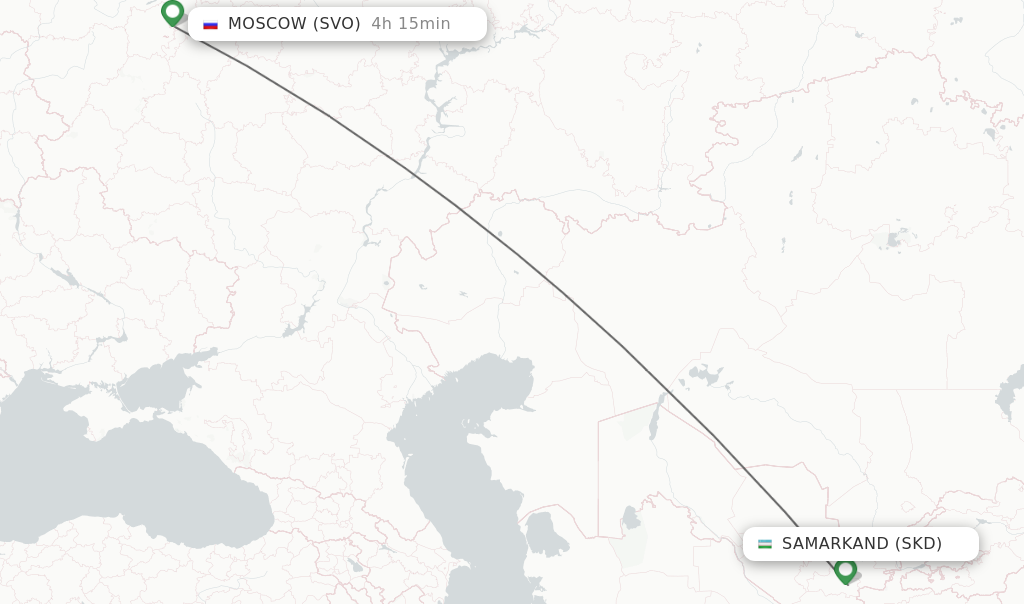Flights from Samarkand to Moscow route map