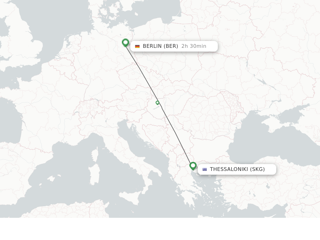 Flights from Thessaloniki to Berlin route map