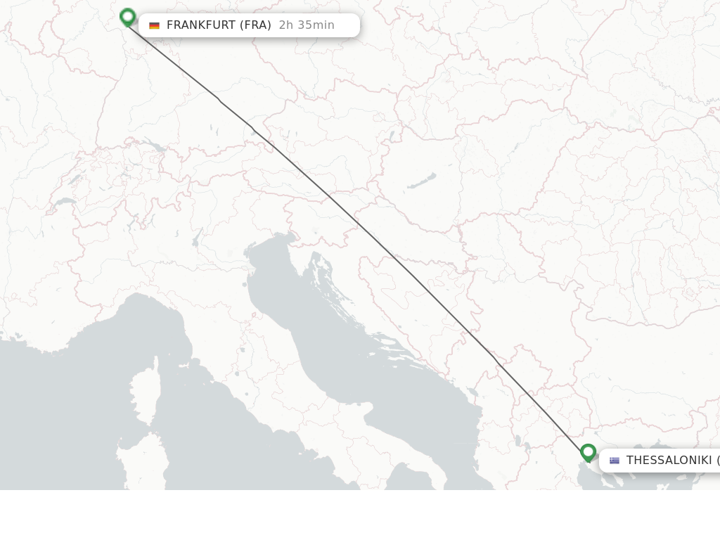 Flights from Thessaloniki to Frankfurt route map