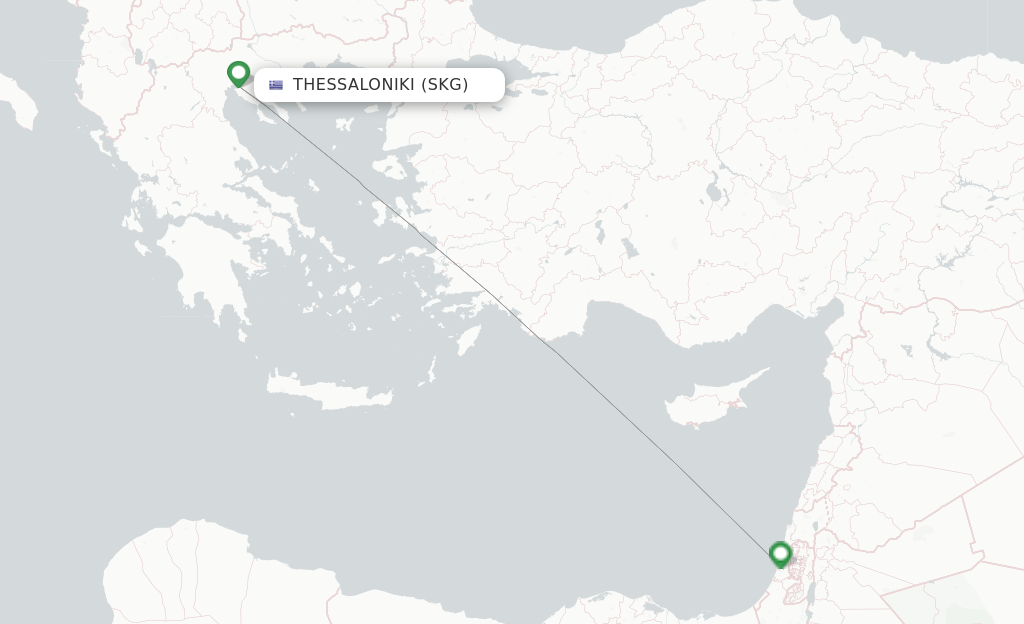 Route map with flights from Thessaloniki with El Al