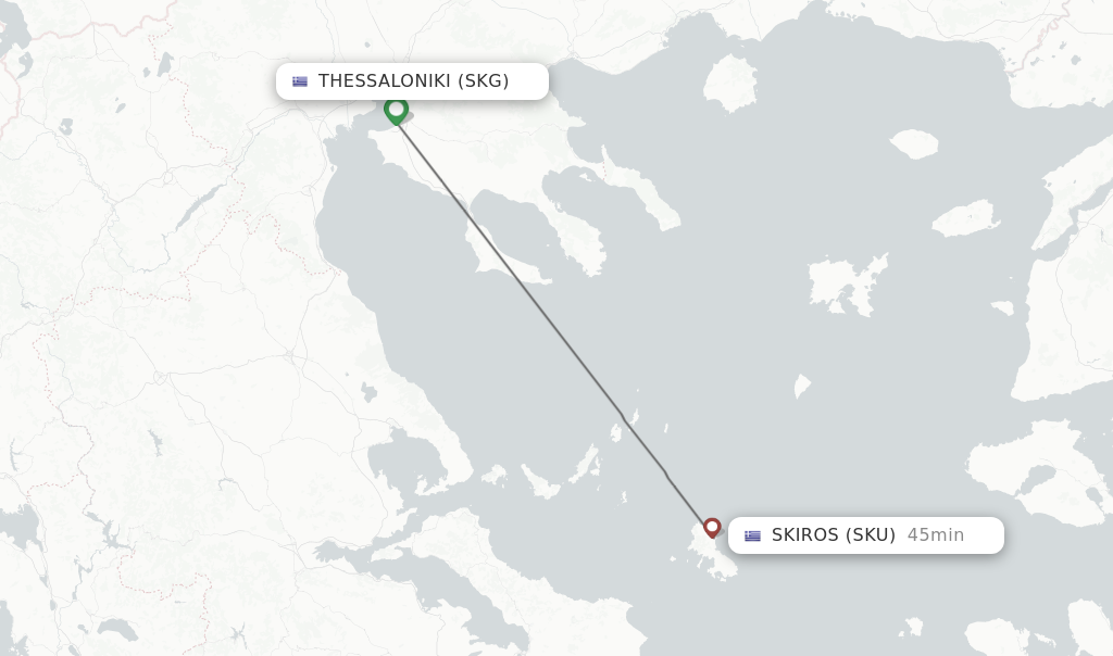 Flights from Thessaloniki to Skiros route map