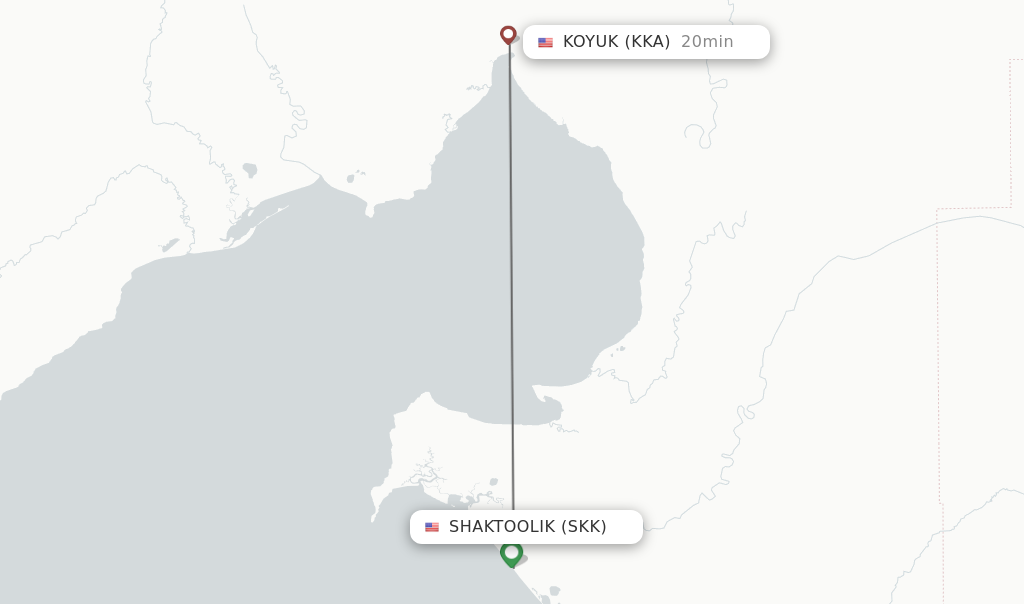 Flights from Shaktoolik to Koyuk route map