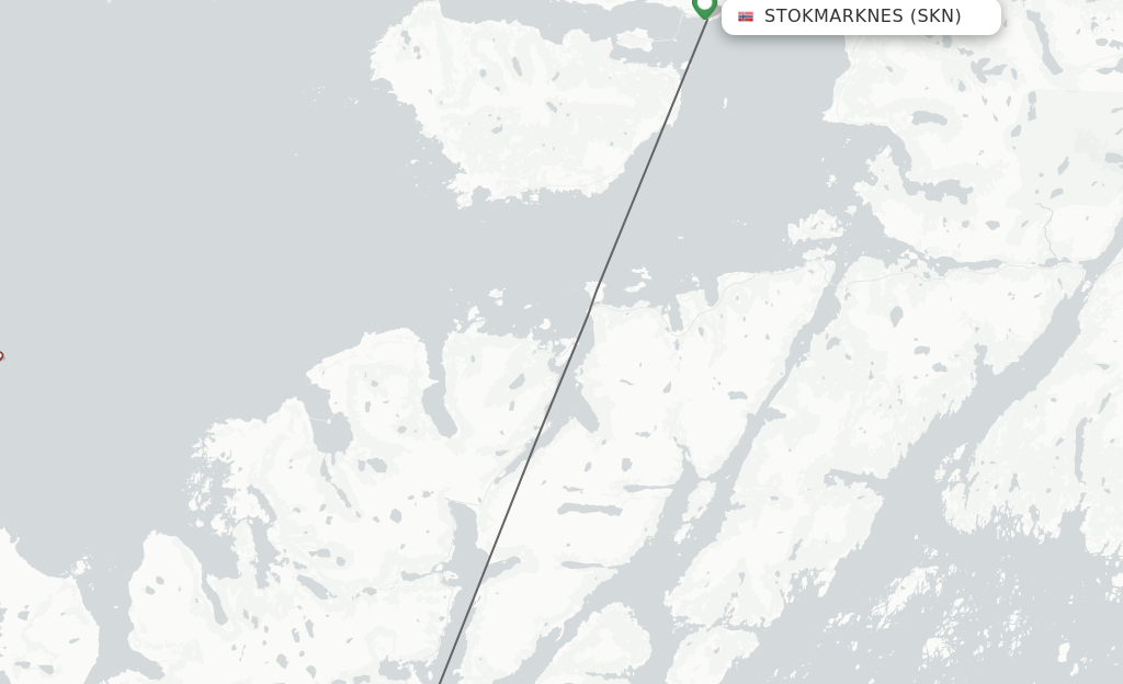 Flights from Stokmarknes to Svolvaer route map