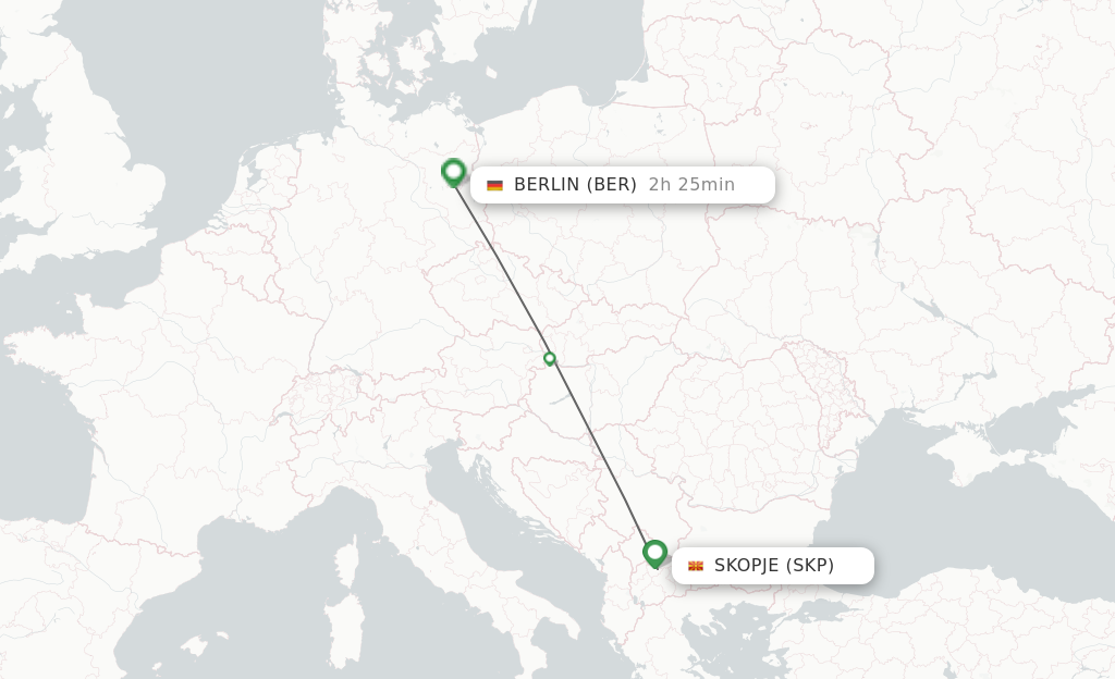 Flights from Skopje to Berlin route map