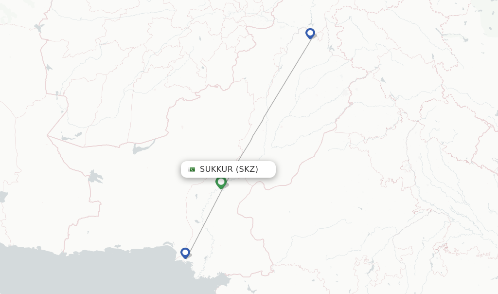 Flights from Sukkur to Lahore route map