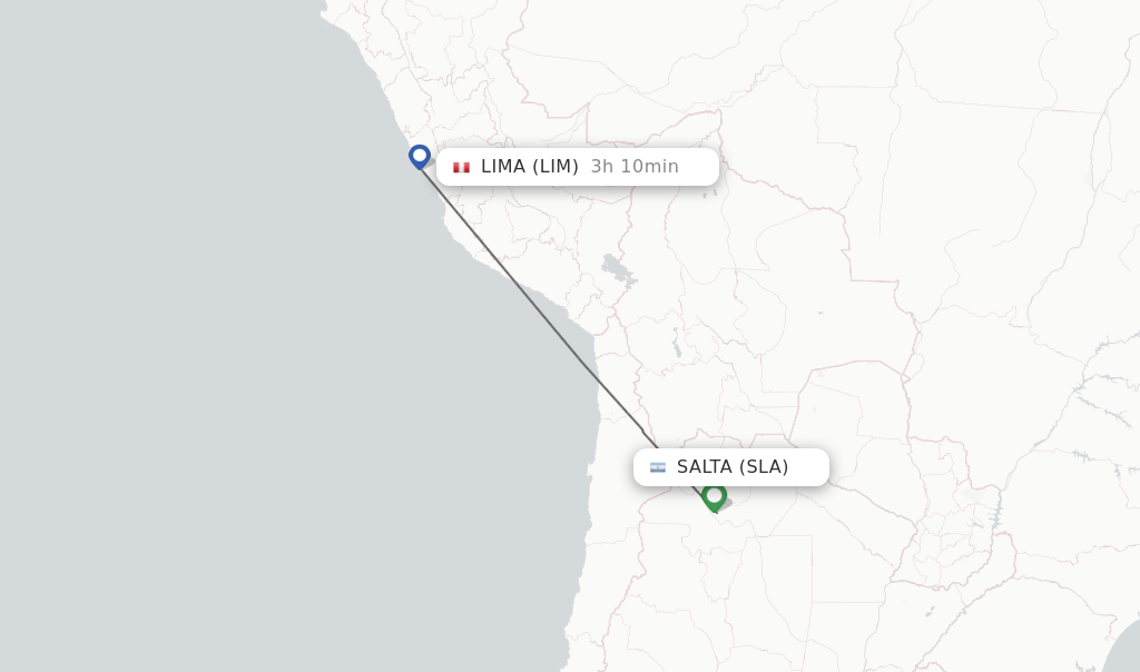 Flights from Salta to Lima route map