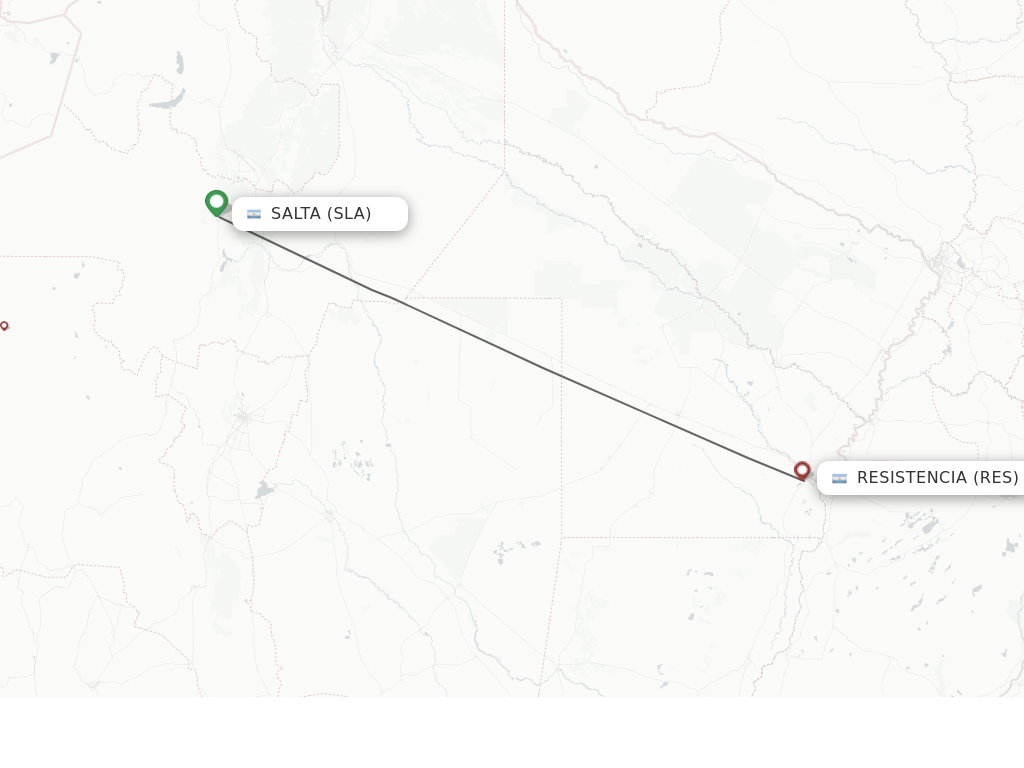 Flights from Salta to Resistencia route map