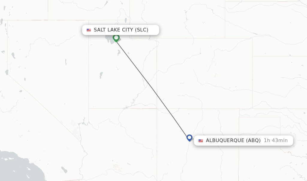Flights from Salt Lake City to Albuquerque route map