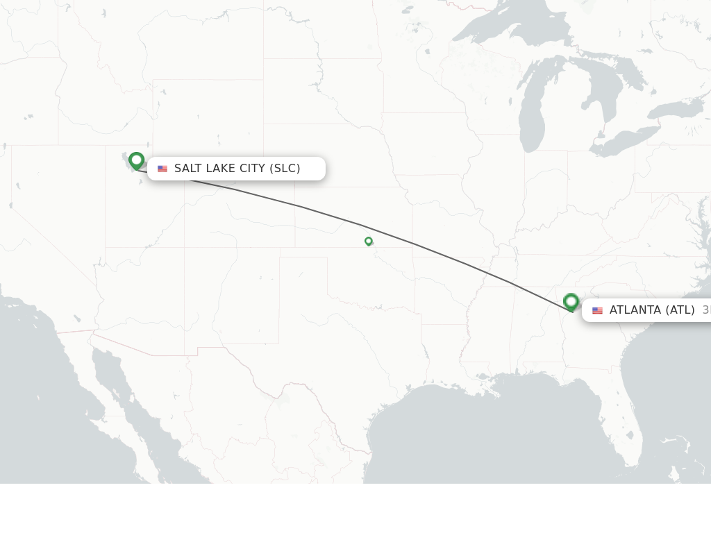Flights from Salt Lake City to Atlanta route map