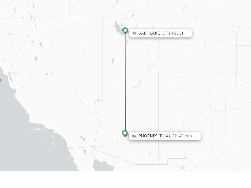 Flights from Salt Lake City to Phoenix route map