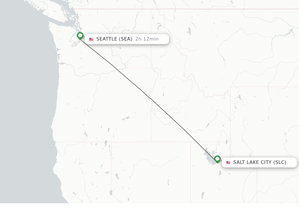Flights from Salt Lake City to Seattle route map