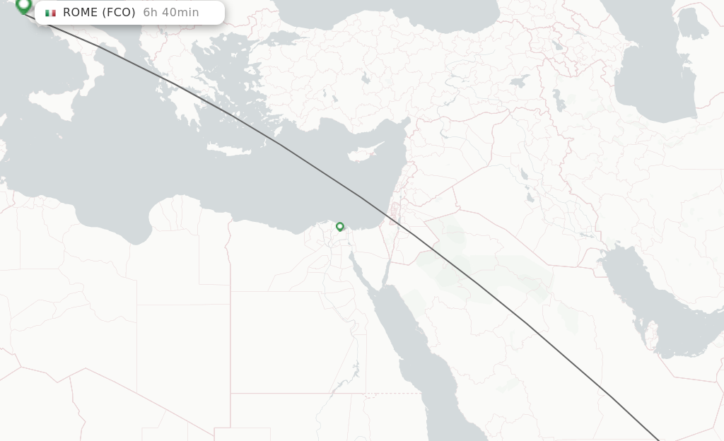 Flights from Salalah to Rome route map