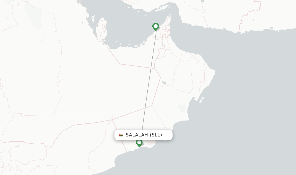 Route map with flights from Salalah with flydubai
