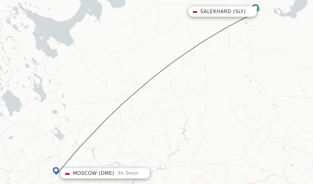 Flights from Salekhard to Moscow route map