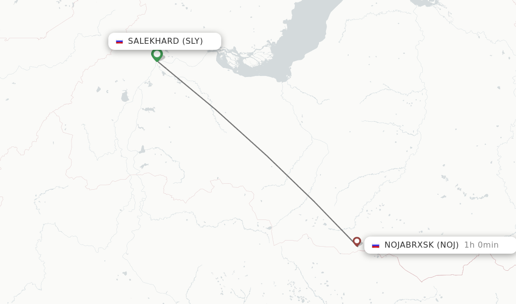 Flights from Salekhard to Nojabrxsk route map
