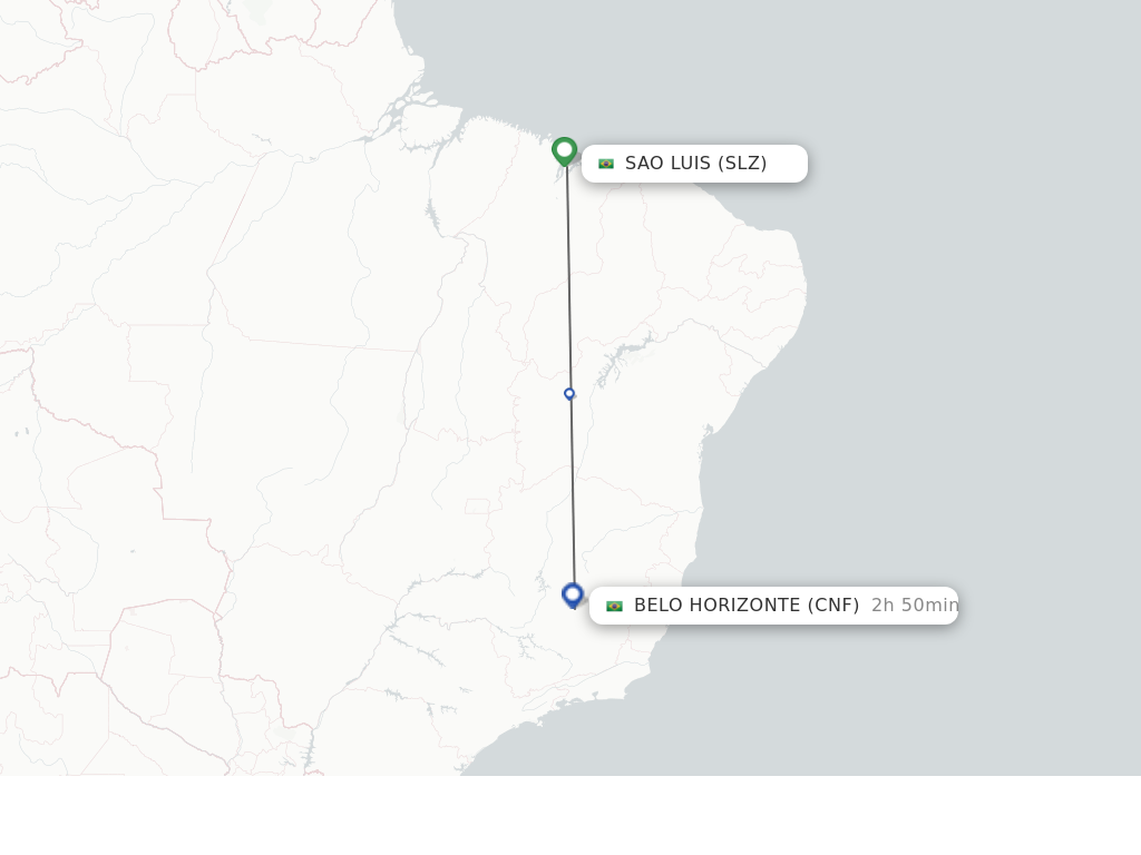 Flights from Sao Luiz to Belo Horizonte route map