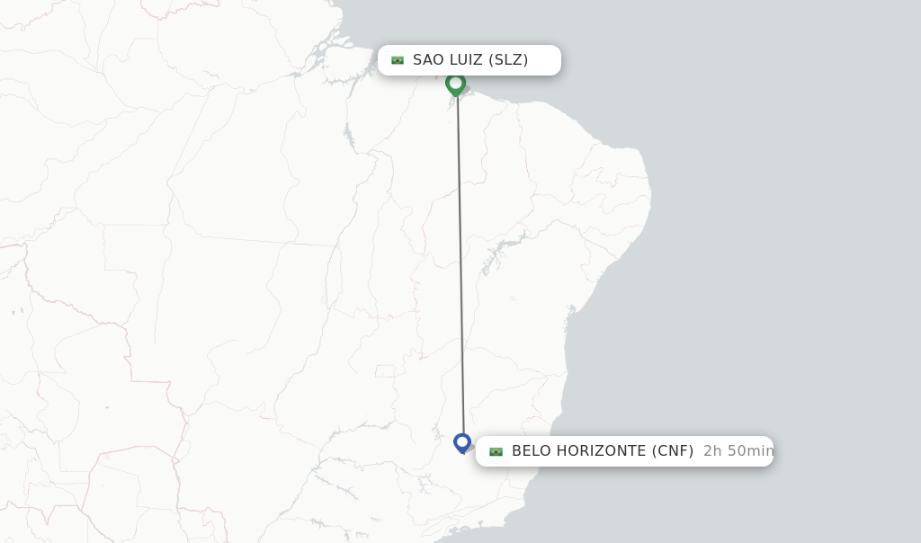 Flights from Sao Luiz to Belo Horizonte route map