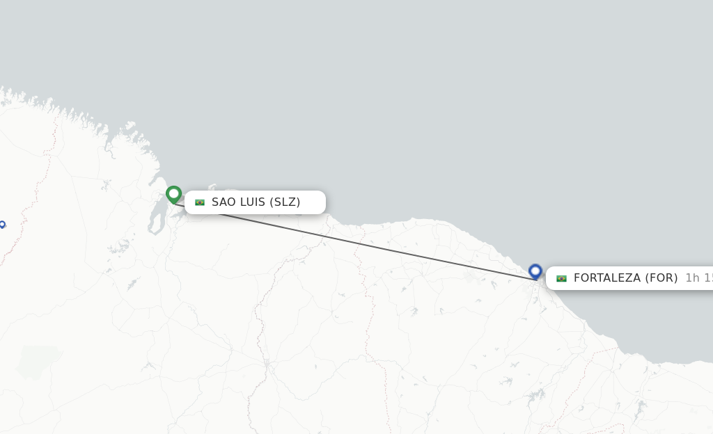 Flights from Sao Luiz to Fortaleza route map