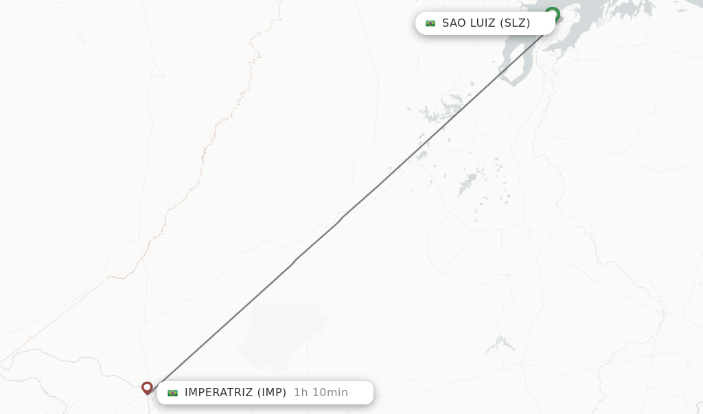 Flights from Sao Luiz to Imperatriz route map