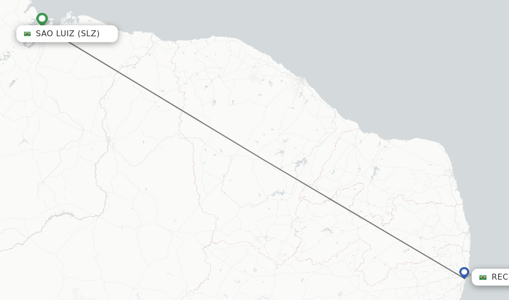 Flights from Sao Luiz to Recife route map