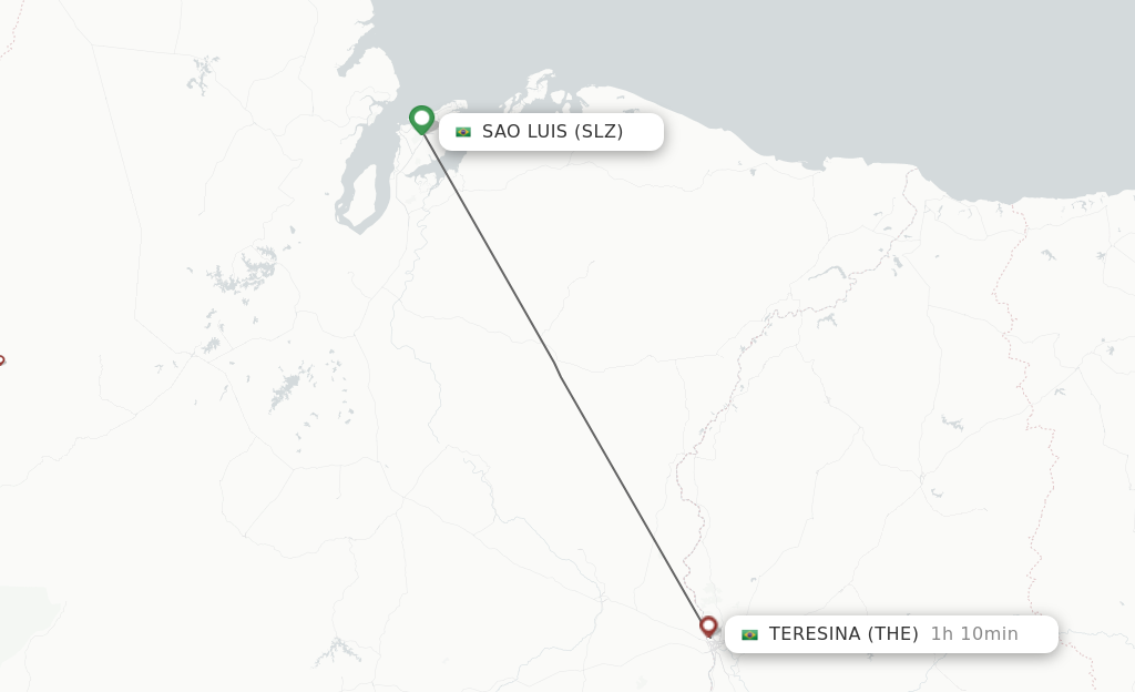 Flights from Sao Luiz to Teresina route map