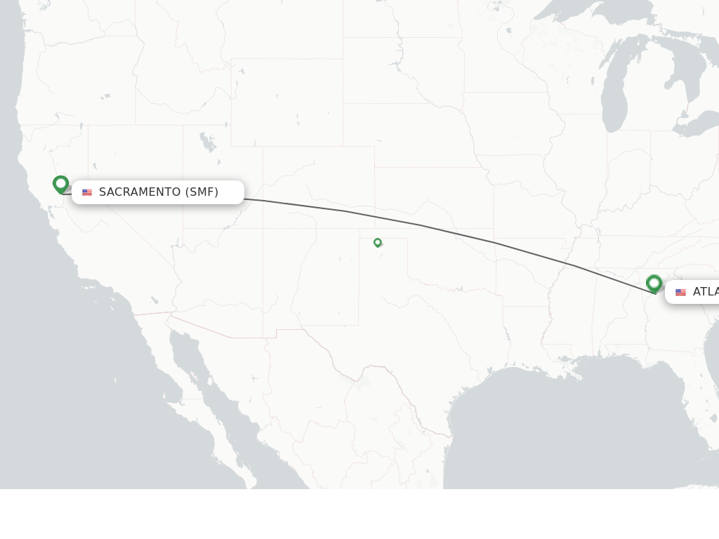 Flights from Sacramento to Atlanta route map
